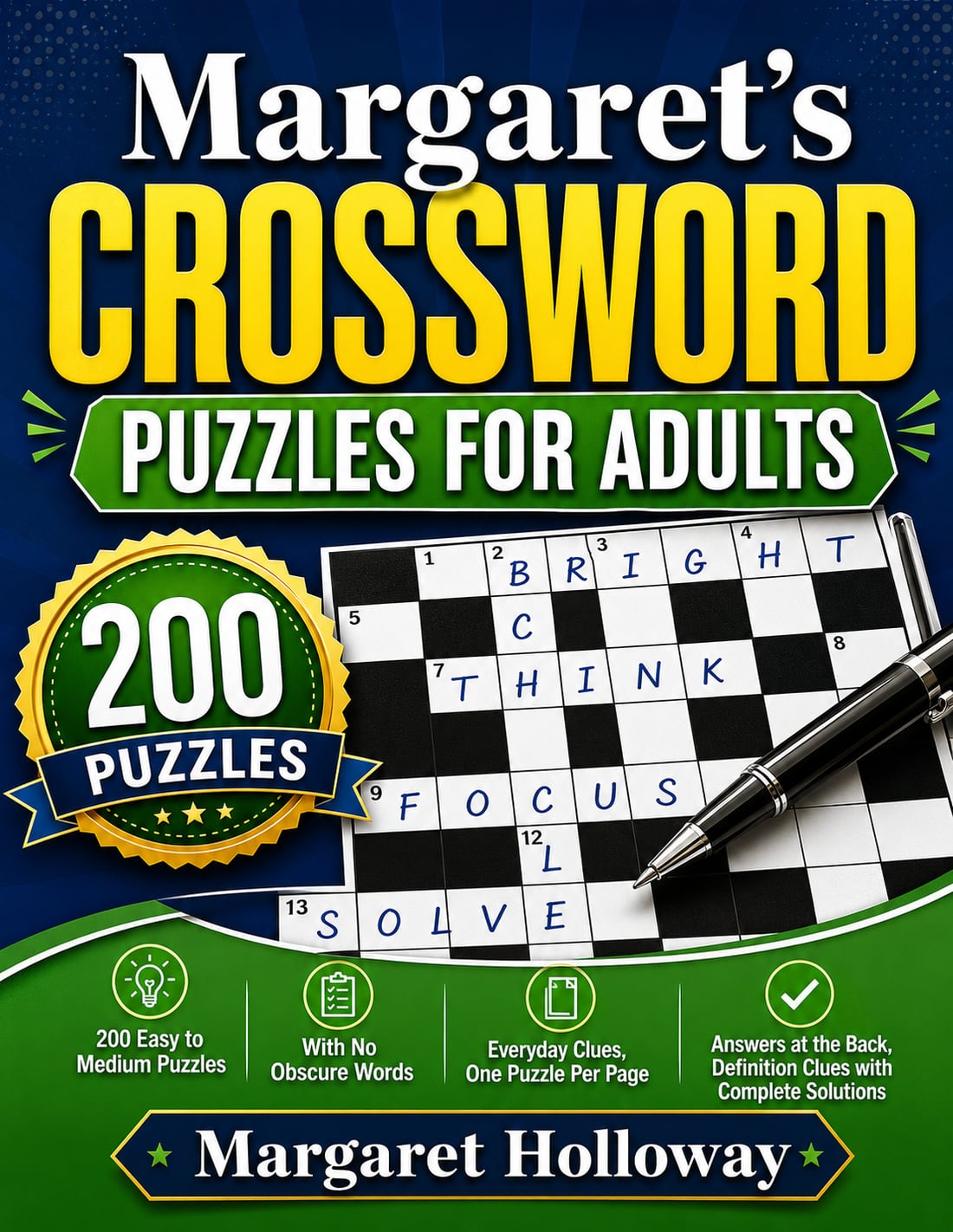 Cover of Margaret's Crossword Puzzles for Adults, enlarged